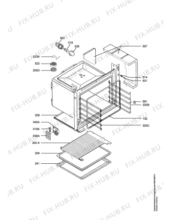 Взрыв-схема плиты (духовки) Electrolux EOB4630X  ELUX ITALY - Схема узла Oven